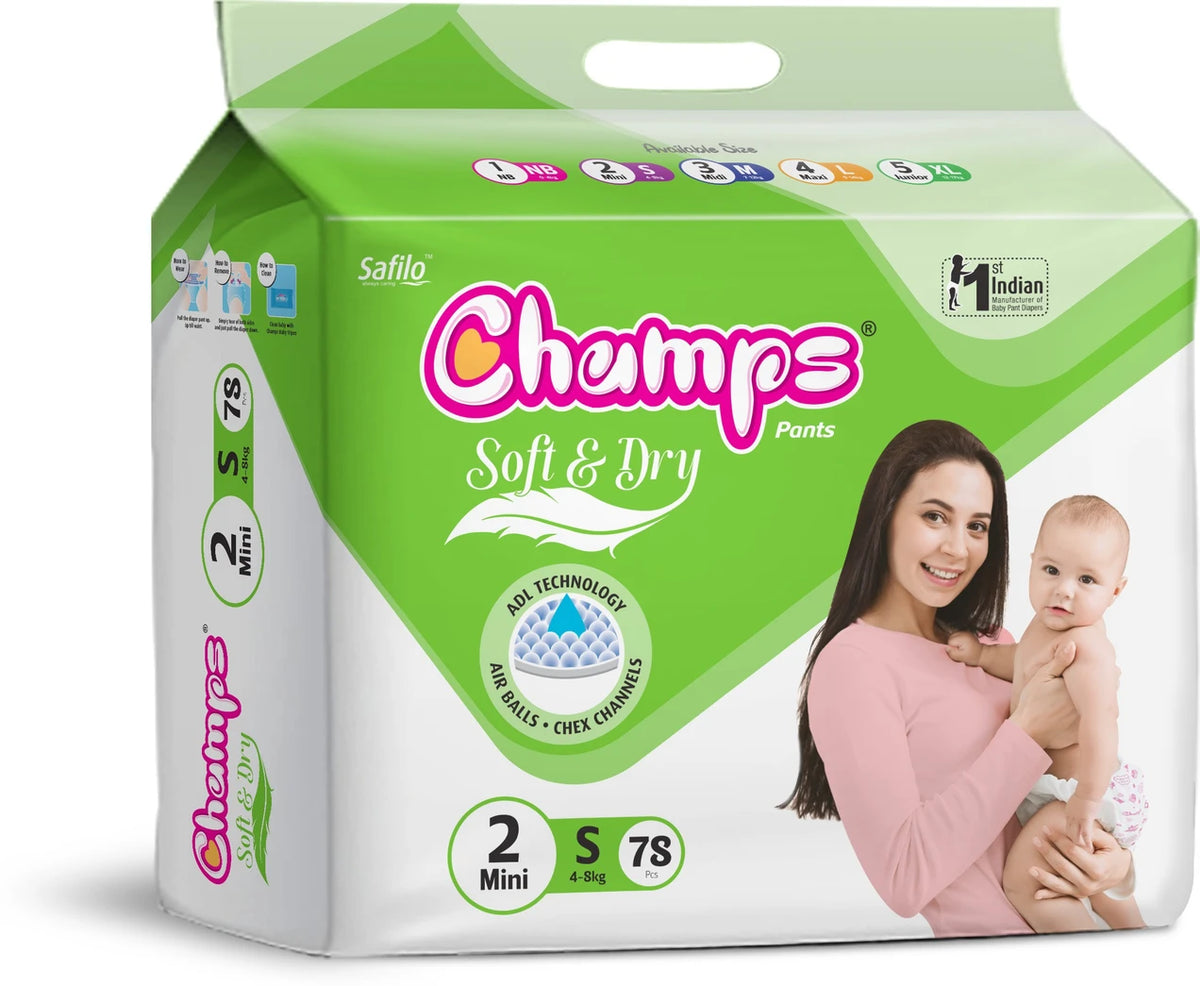 Champs Soft & Dry Baby Pants Diapers Pant Diapers - S (78 Pieces)