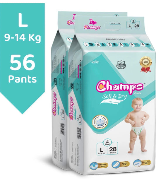 Large 56 Premium Pants - Champs Soft & Dry Premium Pants Baby Diaper