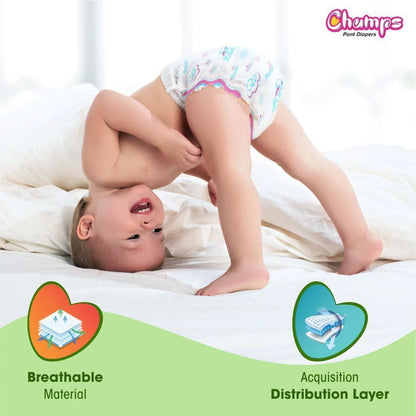 Champs Soft & Dry Pant Style Baby Diapers | Long-lasting Leakage Protection | Pack of 1 - XL (24 Pieces)