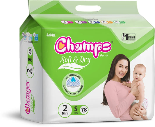 Champs Soft & Dry Baby Pants Diapers Pant Diapers - S (78 Pieces)